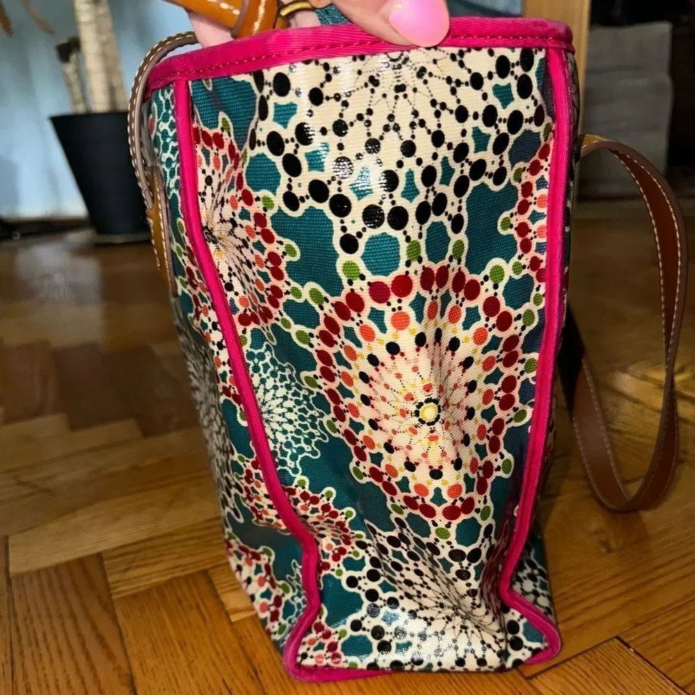 FOSSIL Geometry Prints Coated Canvas Shoulder Tote Bag #SHB1344 EUC